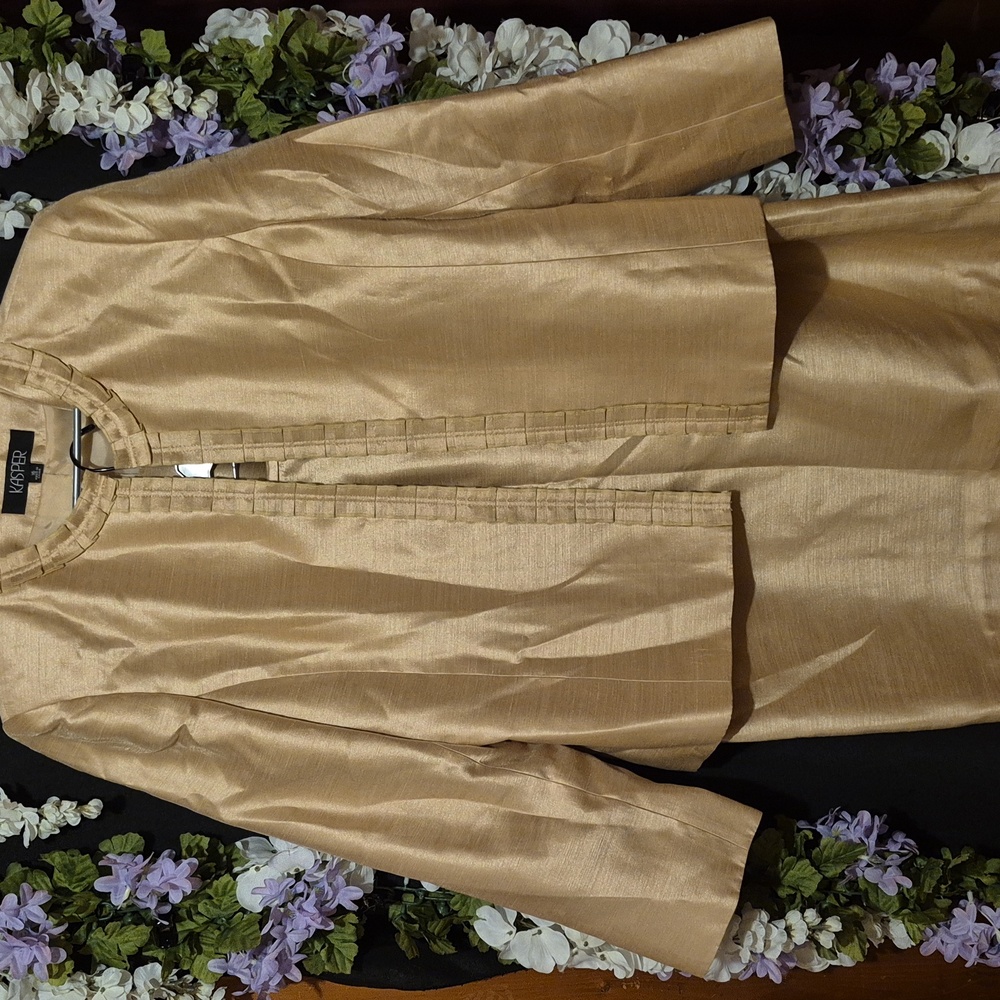 Kasper Women's Gold Blazer, Blouse, And Skirt (3pc Suit)